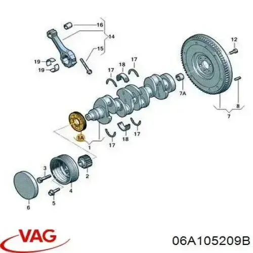 Шестерня привода масляного насоса 06A105209B VAG