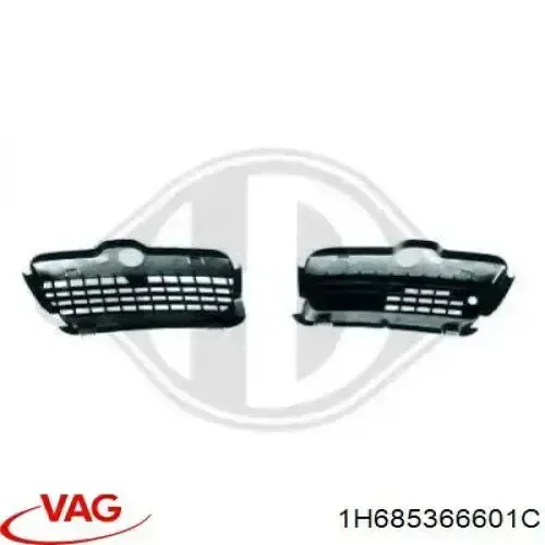 Купить Заглушка (решетка) противотуманных фар бампера переднего правая Фольксваген Гольф III 1H1