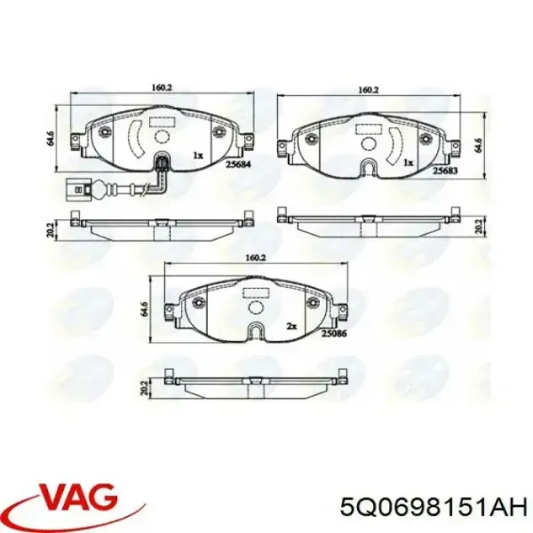 5Q0698151AH VAG Колодки передние