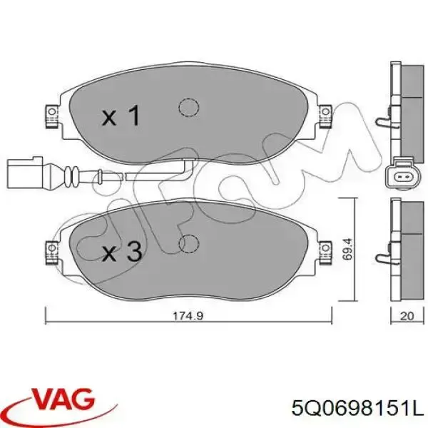 Купить 5Q0698151L VAG Колодки тормозные