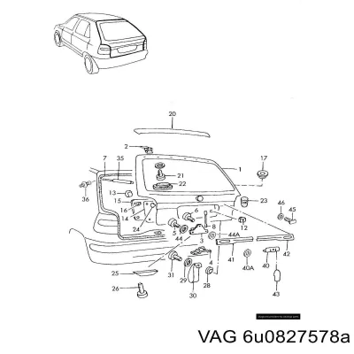 Накладка багажника (двери 3/5-й задней) правая VAG 6U0827578A