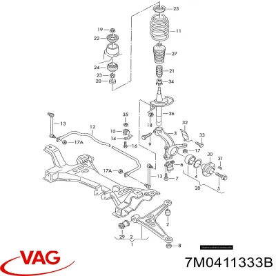 Хомут крепления втулки стабилизатора переднего VAG 7M0411333B