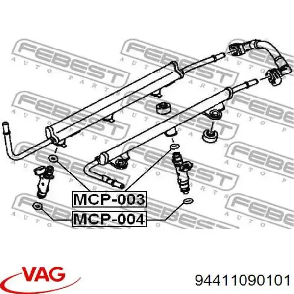 Кольцо форсунки инжектора посадочное VAG 94411090101