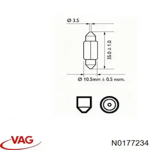 Лампочка освещения салона N0177234 VAG