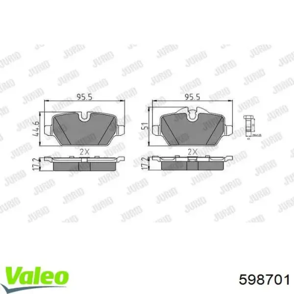 Задние тормозные колодки 598701 VALEO