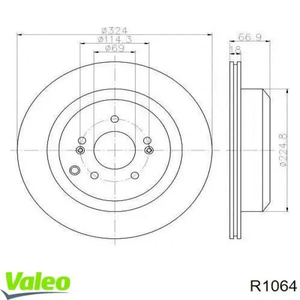 Тормозные диски R1064 VALEO