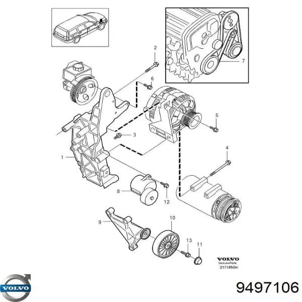 Кронштейн генератора Volvo S60 I