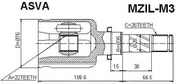 Шрус внутренний левый MZILM3 Asva