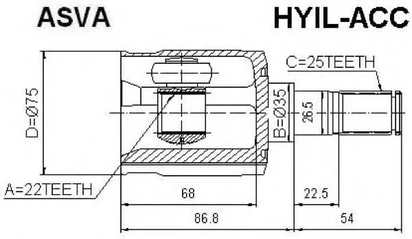 ШРУС наружный передний HYILACC Asva