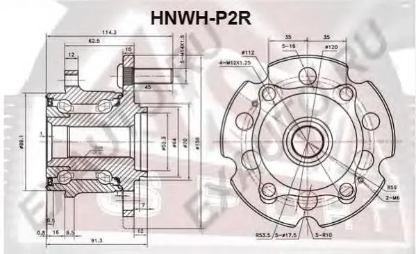Задняя ступица HNWHP2R Asva