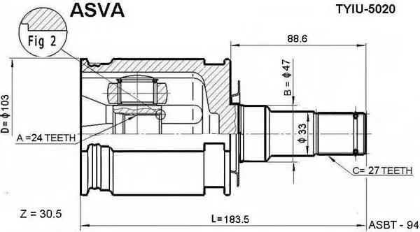 ШРУС внутренний TYIU5020 Asva