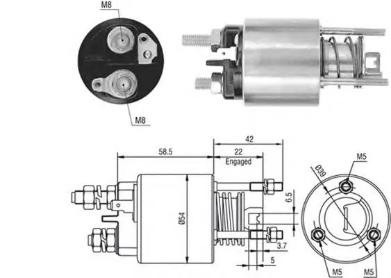 Втягивающее реле стартера 940113050384 Magneti Marelli