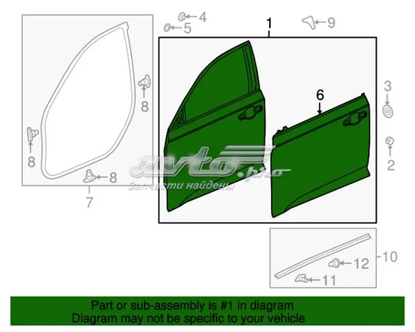 Дверь передняя левая 67050TVA315ZZ Honda
