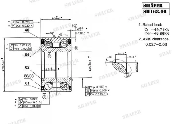 Подшипник задней ступицы SH16866 Shafer