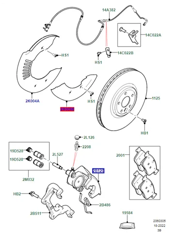 Суппорт тормозной передний левый LR090691 Land Rover