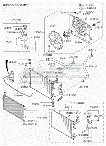 Диффузор радиатора кондиционера HYUNDAI 253501H000