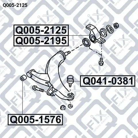 Сайлентблок переднего рычага Q0052125 Q-fix