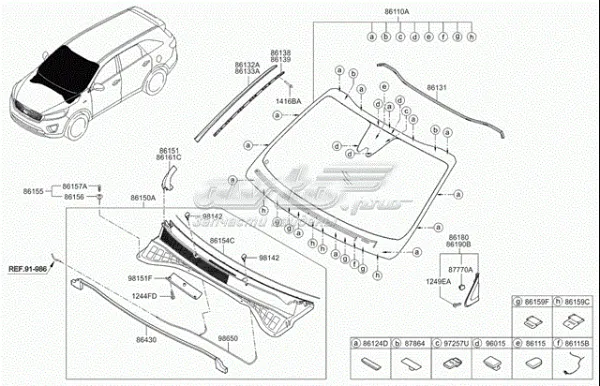 Лобовое стекло 86111C5570 Hyundai/Kia