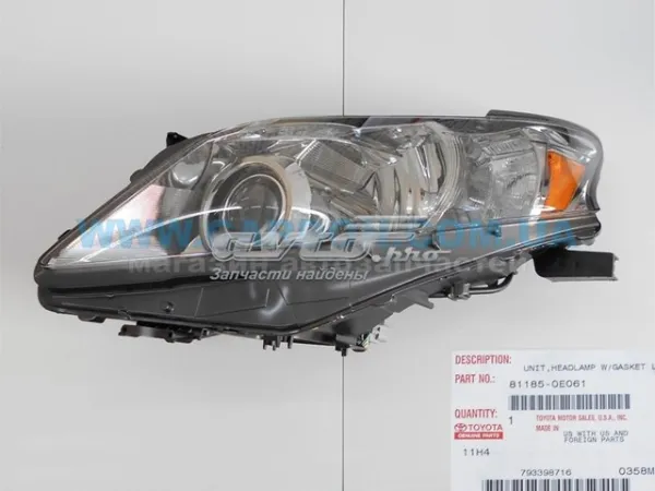 Левая фара 811850E061 Toyota
