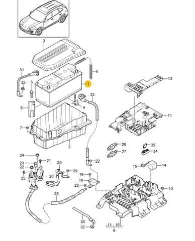 Акумуляторна батарея Порше 92 А/г 12 В (95861109221)