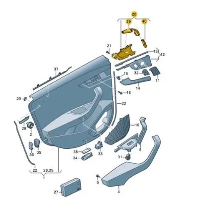 Ручка двери задней внутренняя левая VAG 8W0839019A4PK