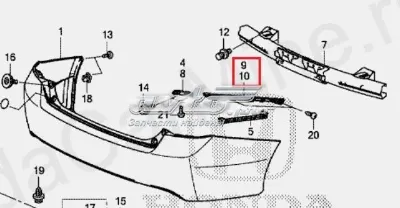Направляющая заднего бампера правая HONDA 71593T2AA01