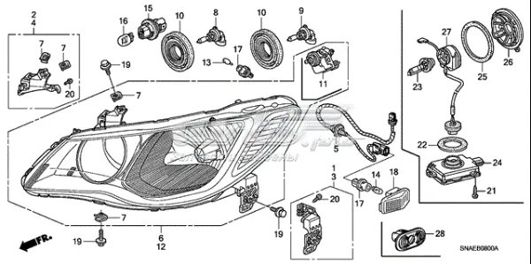 Левая фара 33151SNBG03 Honda