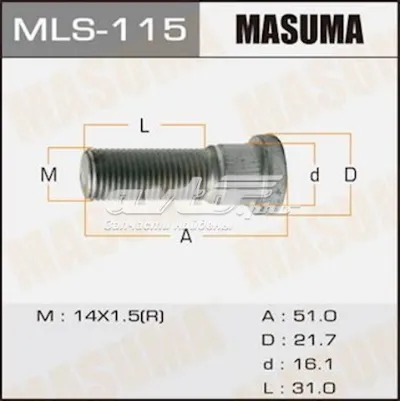 Болт ступицы MASUMA MLS115