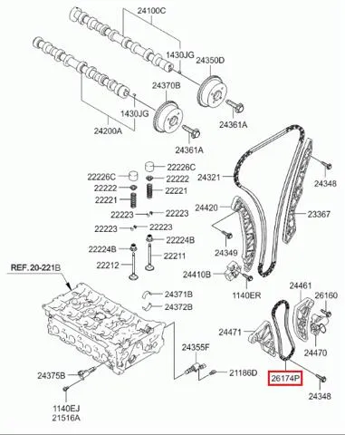 Цепь масляного насоса 243222G050 Hyundai/Kia