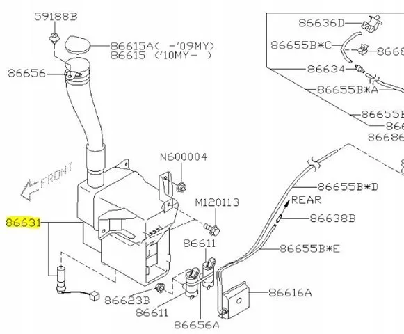 Бачок омывателя стекла на Subaru Tribeca B9 