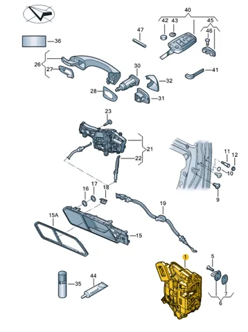 Купить Замок передней правой двери Фольксваген Джетта VII BU3, BU4