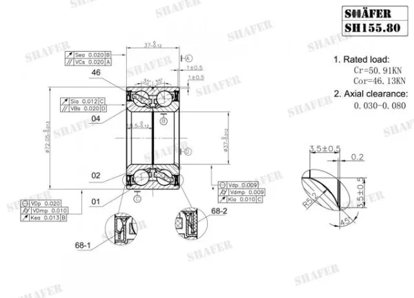 Подшипник ступицы SH15580 Shafer