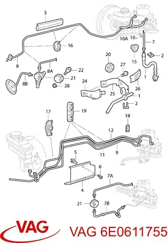 Тройник тормозных трубок VAG 6E0611755