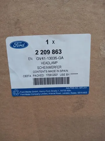 Левая фара 2209863 Ford