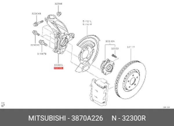 Цапфа передняя правая 3870A226 Mitsubishi