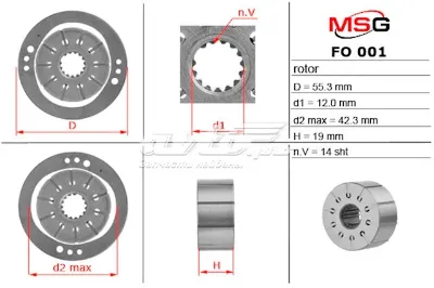 Ротор насоса ГУР MS GROUP FO001ROTOR