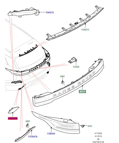 Фонарь задний центральный LR093450 Land Rover