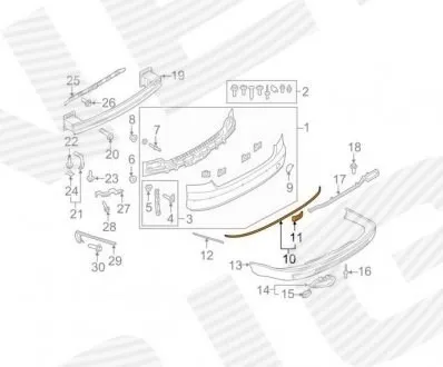 Молдинг бампера заднего центральный SIGNEDA PAD99005A