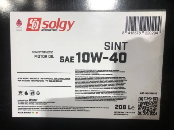 Моторное масло 504031 Solgy
