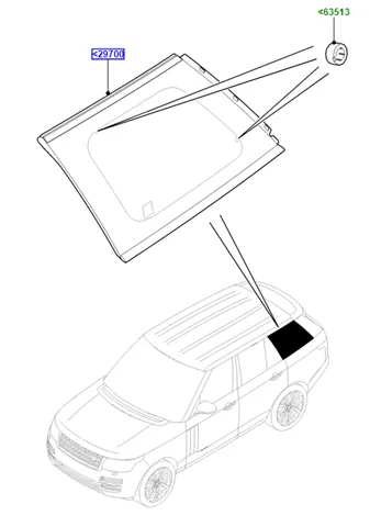 Стекло кузова (багажного отсека) правое LR076519 Land Rover