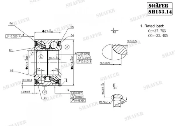Комплект подшипника ступицы колеса Shafer SH15314K цена, от