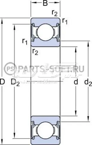 Подшипник генератора SKF 62012RSH