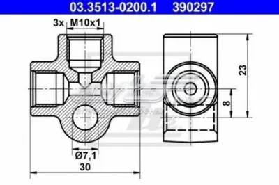 Тройник тормозных трубок ATE 3351302001