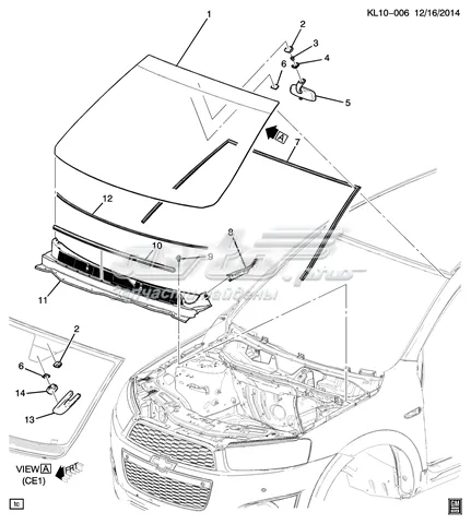 Лобовое стекло 95025556 General Motors