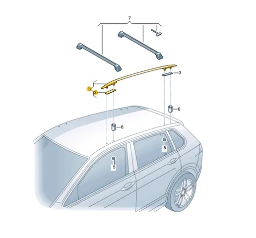 Рейлинг крыши правый 5NL860044AUBN VAG