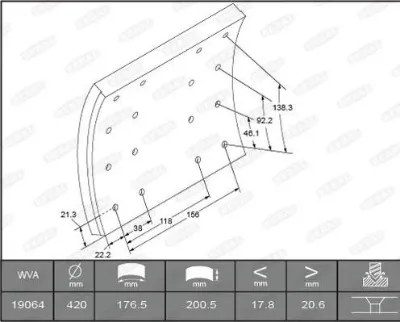 Накладка тормозная задняя (TRUCK) FOMAR RL208700A8