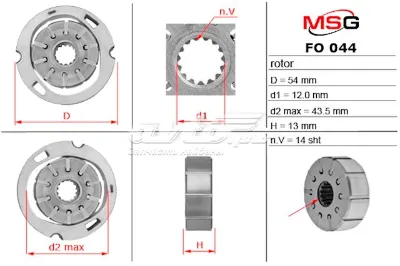 Ротор насоса ГУР MS GROUP FO044ROTOR